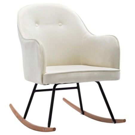 vidaXL Silla mecedora de terciopelo blanco crema
