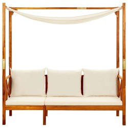 vidaXL Banco de jardín con toldo madera maciza de acacia