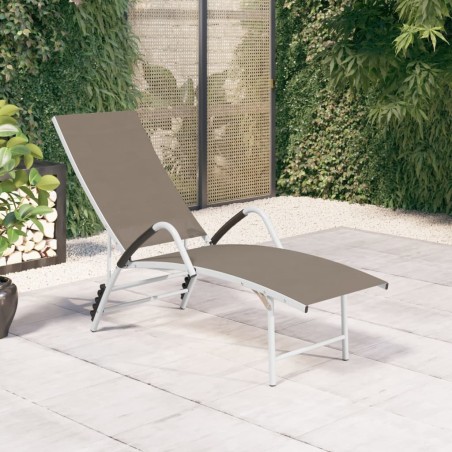 vidaXL Tumbona de textilene y aluminio gris taupé