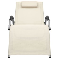 vidaXL Tumbona de textilene crema y gris