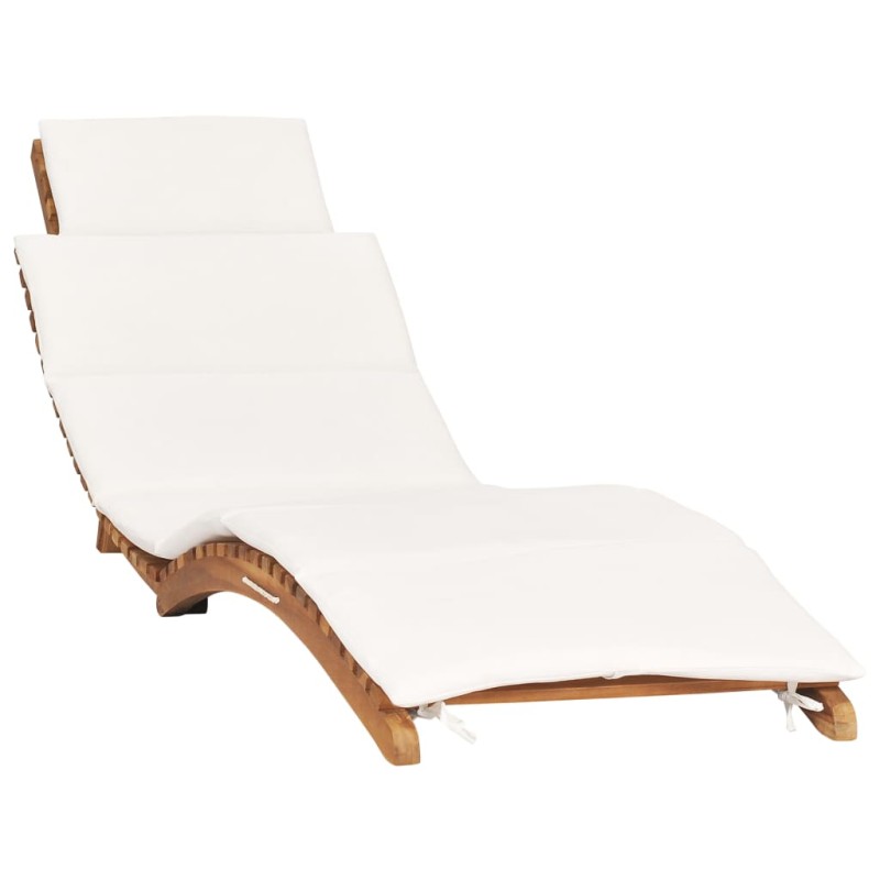 vidaXL Tumbona plegable con cojín blanco crema madera maciza de teca vidaXL Tumbona plegable con cojín blanco crema madera maciza de teca