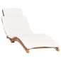 vidaXL Tumbona plegable con cojín blanco crema madera maciza de teca vidaXL Tumbona plegable con cojín blanco crema madera maciza de teca