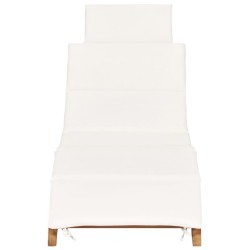 vidaXL Tumbona plegable con cojín blanco crema madera maciza de teca