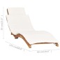vidaXL Tumbona plegable con cojín blanco crema madera maciza de teca vidaXL Tumbona plegable con cojín blanco crema madera maciza de teca