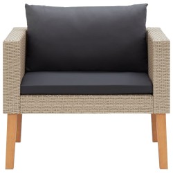 vidaXL Sofá individual de jardín con cojines ratán sintético beige