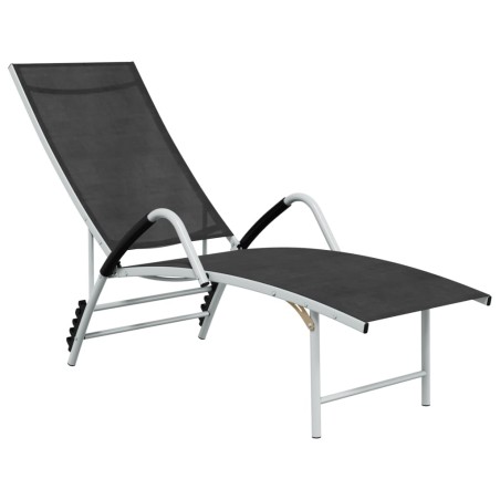 vidaXL Tumbona de textilene y aluminio negra