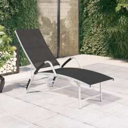 vidaXL Tumbona de textilene y aluminio negra