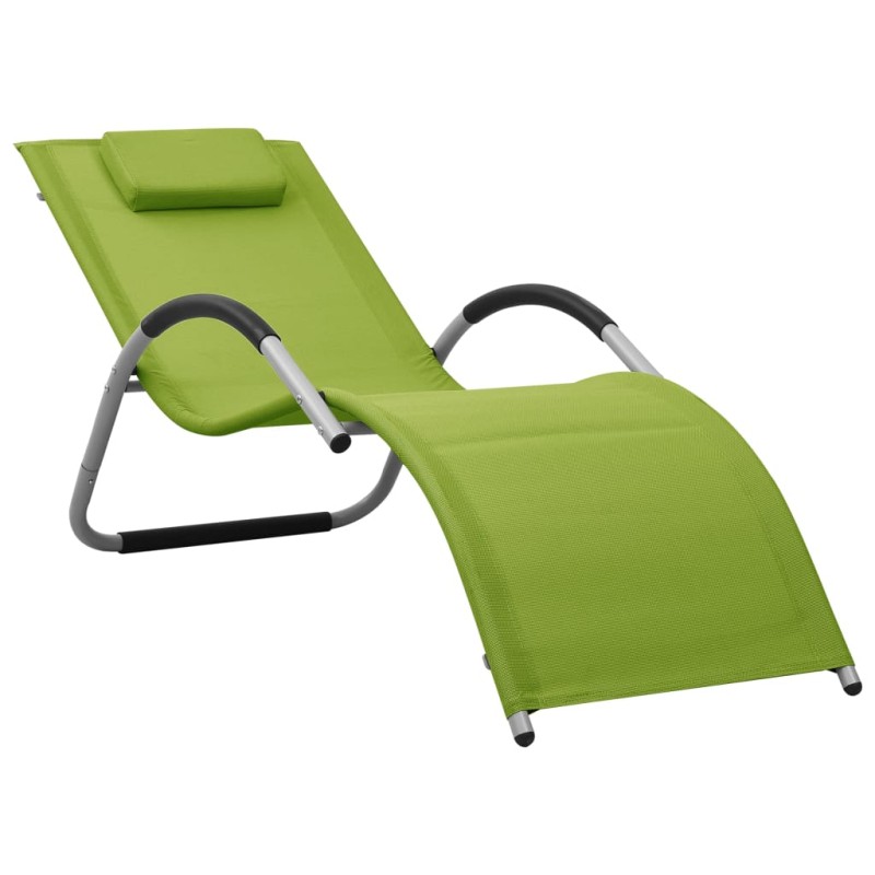 vidaXL Tumbona de textilene verde y gris vidaXL Tumbona de textilene verde y gris