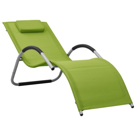 vidaXL Tumbona de textilene verde y gris