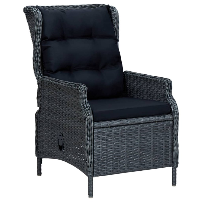 vidaXL Sillón reclinable de jardín cojines ratán sintético gris oscuro