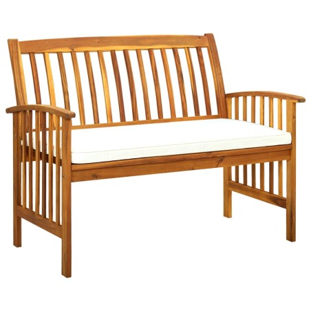 vidaXL Banco de jardín con cojines 119 cm madera maciza de acacia