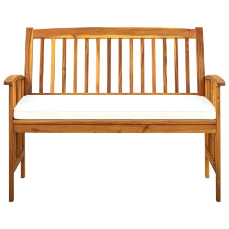 vidaXL Banco de jardín con cojines 119 cm madera maciza de acacia