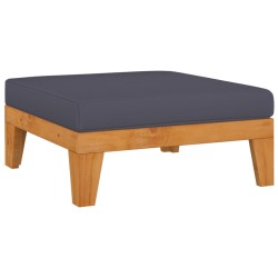 vidaXL Reposapiés modular y cojín gris ocuro madera maciza de acacia