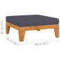 vidaXL Reposapiés modular y cojín gris ocuro madera maciza de acacia vidaXL Reposapiés modular y cojín gris ocuro madera maciza de acacia