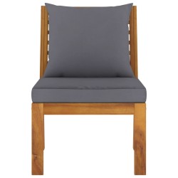 vidaXL Sofá seccional central con cojín gris oscuro madera de acacia