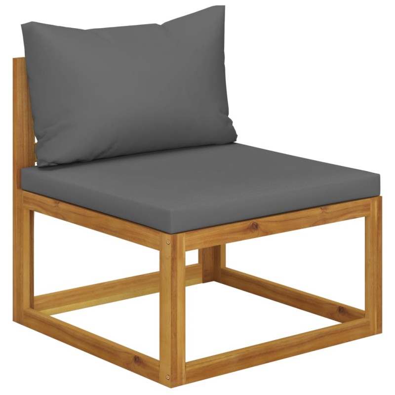 vidaXL Sofá seccional central y cojín gris oscuros madera de acacia vidaXL Sofá seccional central y cojín gris oscuros madera de acacia