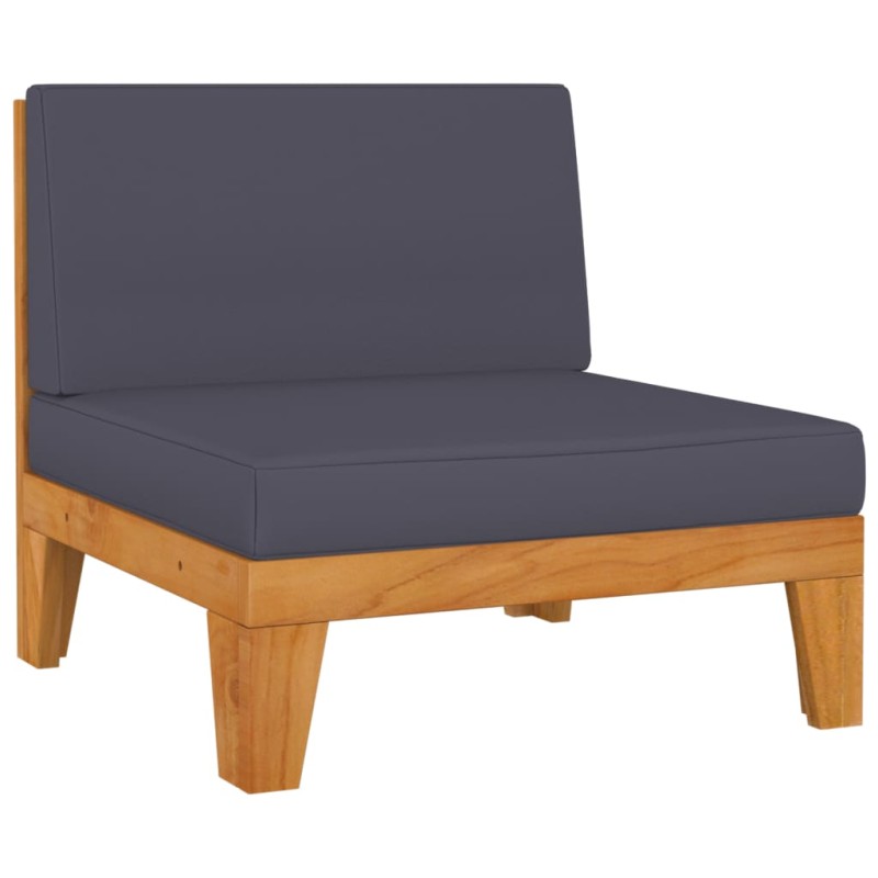 vidaXL Sofá seccional central con cojines madera de acacia gris oscuro vidaXL Sofá seccional central con cojines madera de acacia gris oscuro