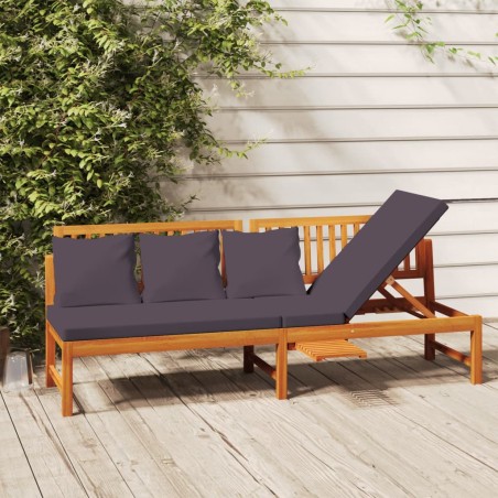 vidaXL Sofá cama con cojín madera maciza acacia gris 200x60x75 cm 