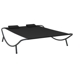 vidaXL Tumbona doble de exterior de tela negro