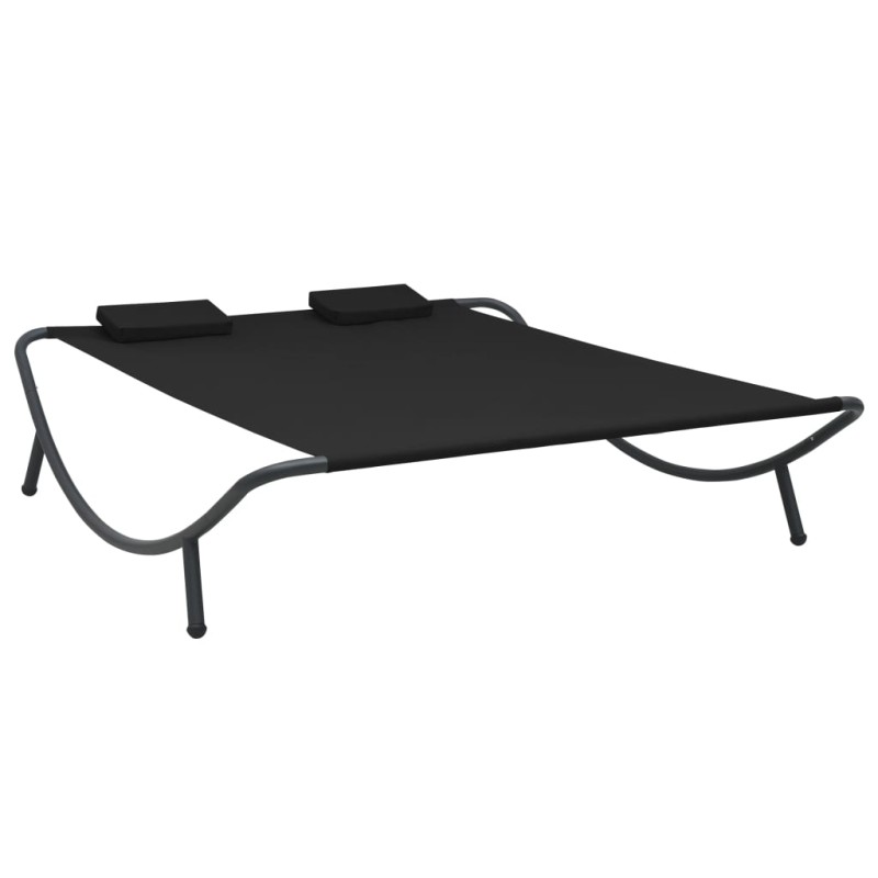 vidaXL Tumbona doble de exterior de tela negro vidaXL Tumbona doble de exterior de tela negro