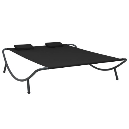 vidaXL Tumbona doble de exterior de tela negro