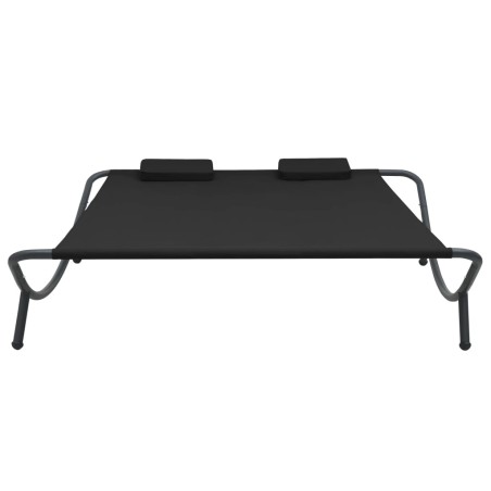 vidaXL Tumbona doble de exterior de tela negro
