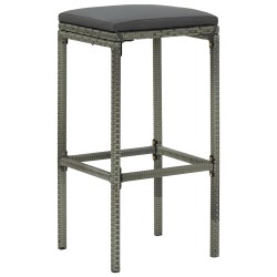 vidaXL Taburetes de cocina con cojines 3 uds ratán sintético gris