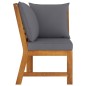 vidaXL Sofá de esquina madera maciza de acacia con cojines gris oscuro