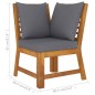 vidaXL Sofá de esquina madera maciza de acacia con cojines gris oscuro