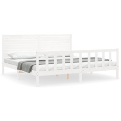 vidaXL Estructura de cama con cabecero madera maciza blanco 200x200 cm