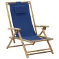 vidaXL Silla de relajación reclinable de bambú y tela azul marino vidaXL Silla de relajación reclinable de bambú y tela azul marino