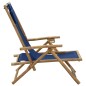 vidaXL Silla de relajación reclinable de bambú y tela azul marino vidaXL Silla de relajación reclinable de bambú y tela azul marino