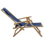 vidaXL Silla de relajación reclinable de bambú y tela azul marino vidaXL Silla de relajación reclinable de bambú y tela azul marino