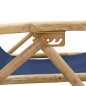 vidaXL Silla de relajación reclinable de bambú y tela azul marino vidaXL Silla de relajación reclinable de bambú y tela azul marino