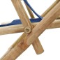 vidaXL Silla de relajación reclinable de bambú y tela azul marino vidaXL Silla de relajación reclinable de bambú y tela azul marino