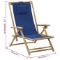 vidaXL Silla de relajación reclinable de bambú y tela azul marino vidaXL Silla de relajación reclinable de bambú y tela azul marino
