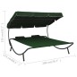 vidaXL Tumbona de jardín con toldo y cojines verde