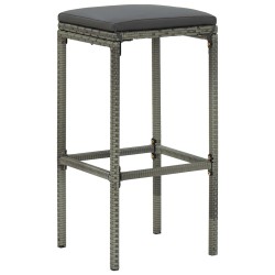 vidaXL Taburetes de cocina con cojines 6 unidades ratán sintético gris