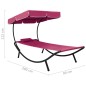 vidaXL Tumbona de jardín con toldo y cojín rosa vidaXL Tumbona de jardín con toldo y cojín rosa