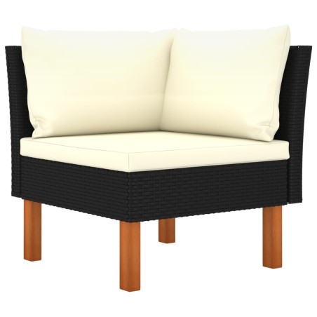 vidaXL Sofá esquinero de ratán sintético y madera maciza de eucalipto