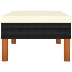 vidaXL Reposapiés de ratán sintético y madera maciza de eucalipto