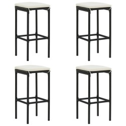 vidaXL Taburetes de cocina con cojines 4 uds ratán sintético negro