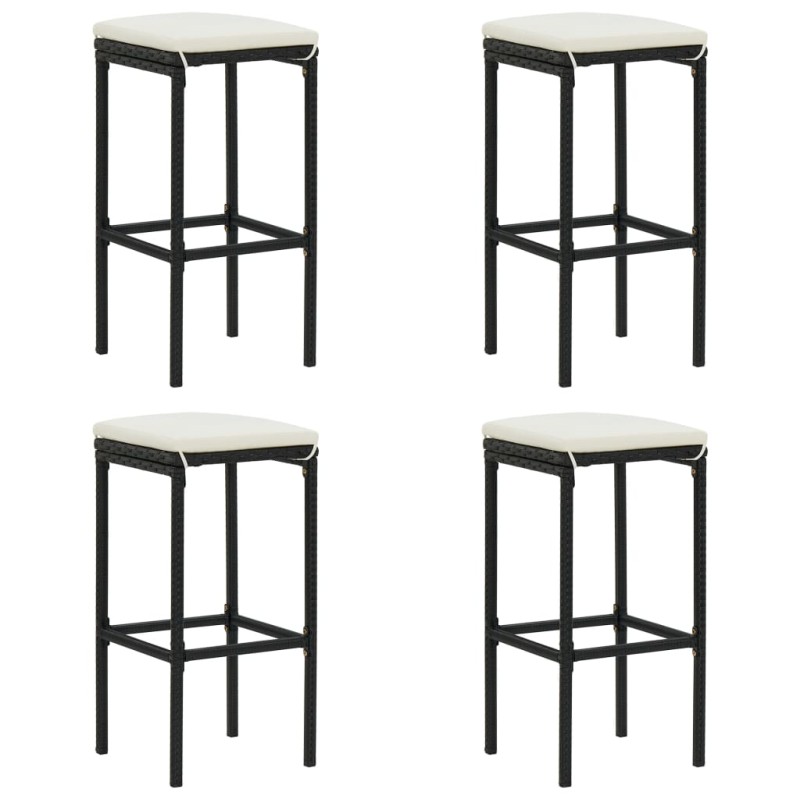 vidaXL Taburetes de cocina con cojines 4 uds ratán sintético negro vidaXL Taburetes de cocina con cojines 4 uds ratán sintético negro