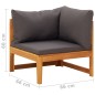 vidaXL Sofá de esquina madera maciza de acacia con cojines gris oscuro vidaXL Sofá de esquina madera maciza de acacia con cojines gris oscuro