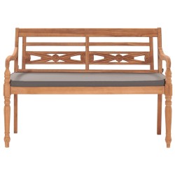 vidaXL Banco Batavia madera maciza de teca con cojín gris oscuro 120cm