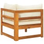 vidaXL Sofá esquinero con cojines blanco crema madera de acacia