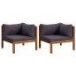 vidaXL Sofá de esquina 2 uds madera maciza acacia cojines gris oscuro vidaXL Sofá de esquina 2 uds madera maciza acacia cojines gris oscuro
