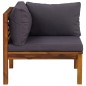 vidaXL Sofá de esquina 2 uds madera maciza acacia cojines gris oscuro vidaXL Sofá de esquina 2 uds madera maciza acacia cojines gris oscuro