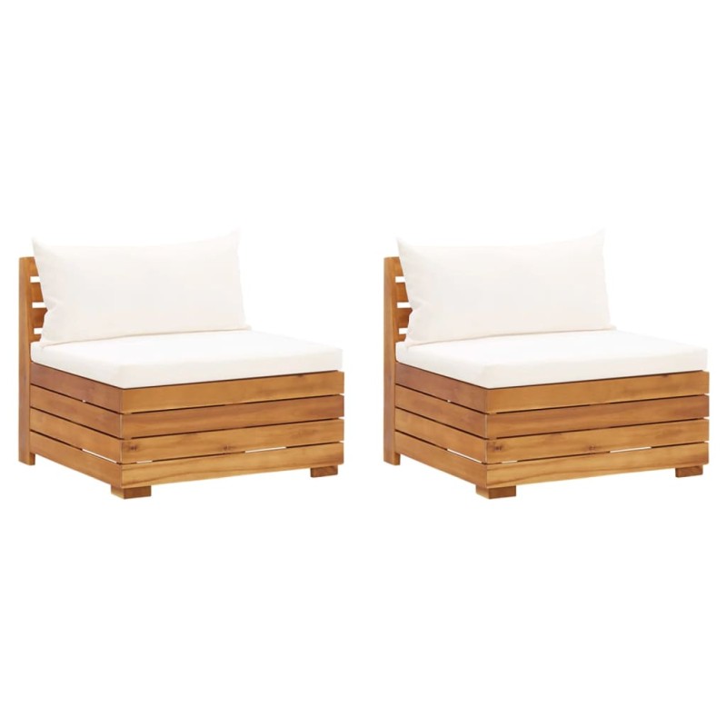 vidaXL Sofá de jardín de 2 plazas con cojines madera maciza de acacia vidaXL Sofá de jardín de 2 plazas con cojines madera maciza de acacia