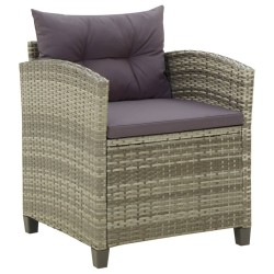 vidaXL Sillón de jardín con cojines ratán sintético gris